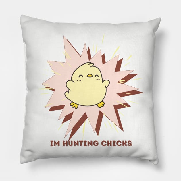 Funny hunting chicks Pillow by PixieMomma Co