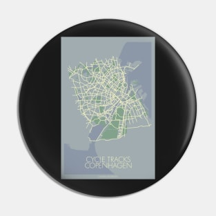 Cycle Tracks - Copenhagen - Blue (with map) Pin