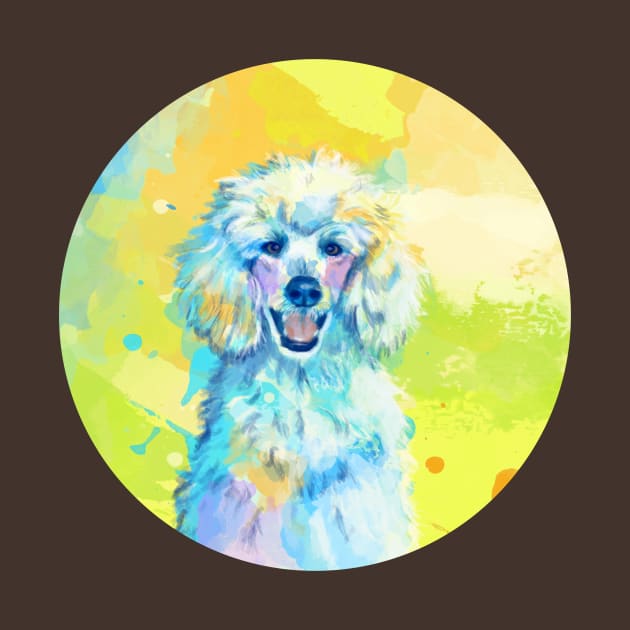 Vibrant Life of a White Poodle by Flo Art Studio