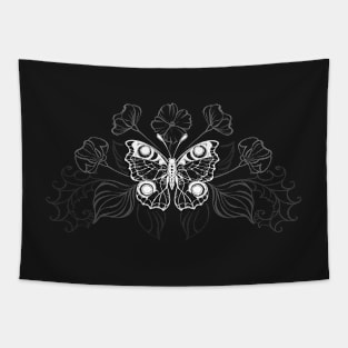 White Butterfly Peacock Tapestry