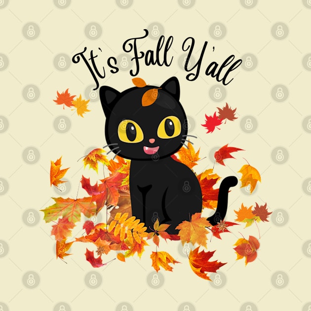 It's fall y'all Black Cats Halloween Thanksgiving Funny by BellaPixel