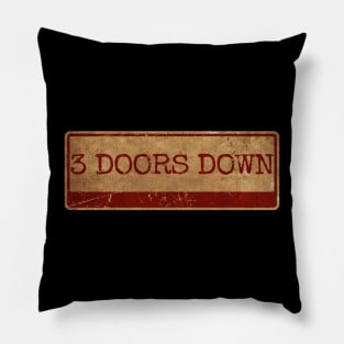 Aliska text red gold retro 3 Doors Down Pillow