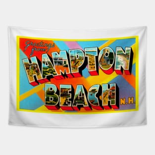 Greetings from Hampton Beach New Hampshire - Vintage Large Letter Postcard Tapestry