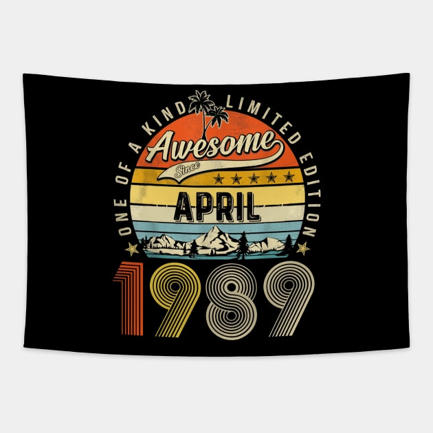 Awesome Since April 1989 Vintage 34th Birthday Tapestry by louismcfarland