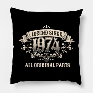 Retro Vintage Birthday Legend Since 1974 Pillow