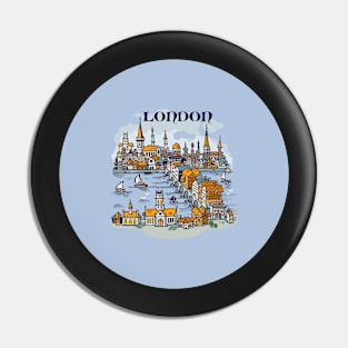 London city hand drawing illustration pin buttons Pin