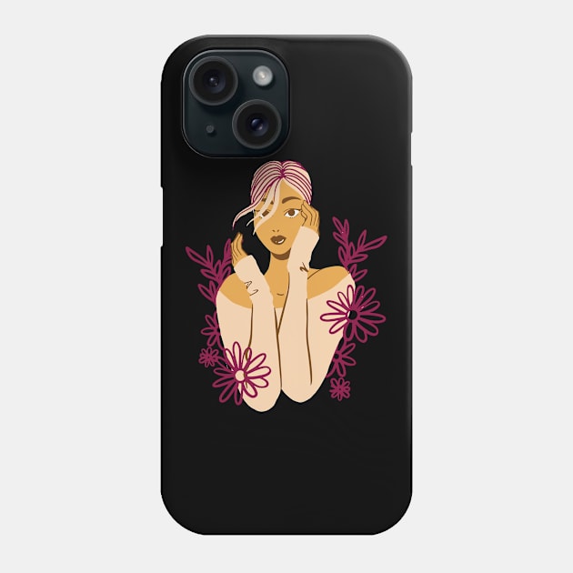 Wild Girl Floral Woman With Flowers Blonde Woman Phone Case by olivetees