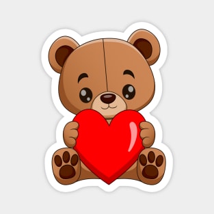 Cute cartoon bear holding love Magnet