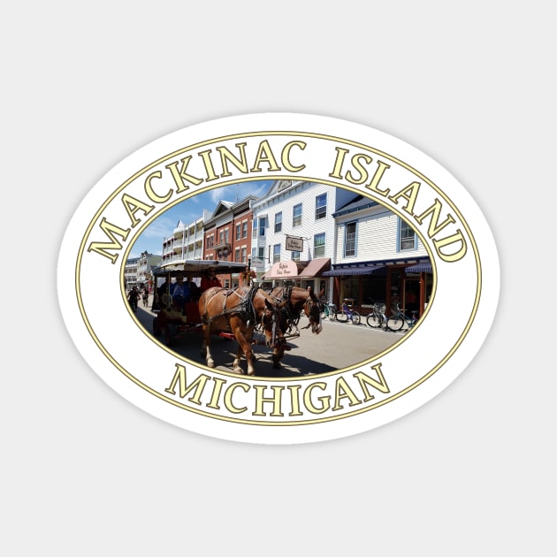 Horse and Carriage in Downtown Mackinac Island, Michigan Magnet by GentleSeas