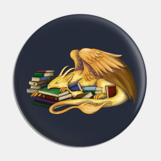 Sleepy Book Dragon Pin by ruthimagination