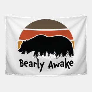 Retro Bearly Awake Vintage Sunset Tapestry