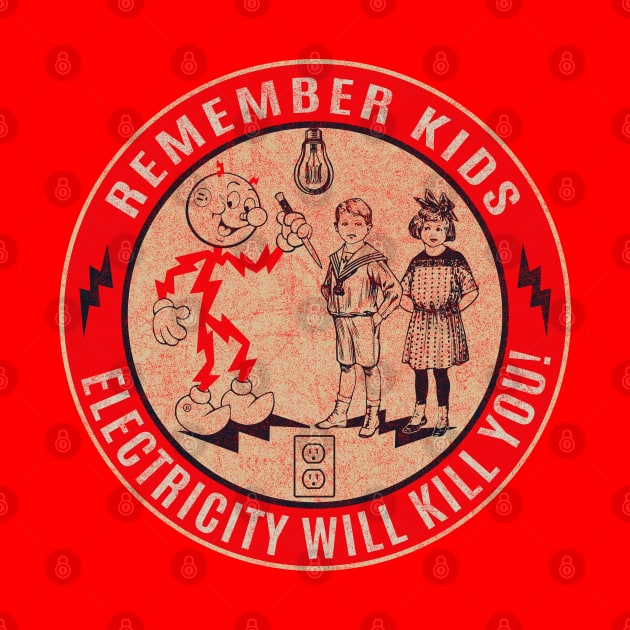 Reddy Kilowatt Electricity will kill you Vintage by Alema Art