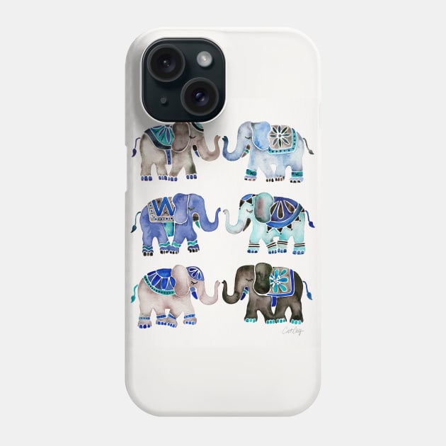 grey blue elephants Phone Case by CatCoq