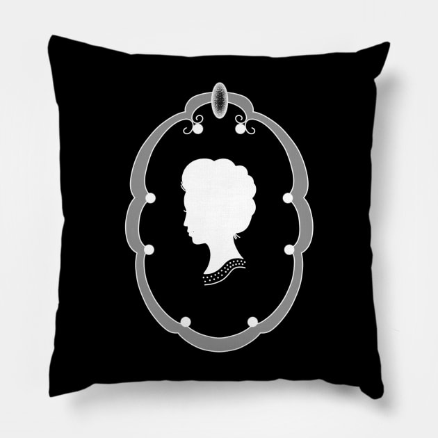 Lady cameo white Pillow by yoyoartis