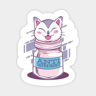 Anti Depressive Cat Design Magnet