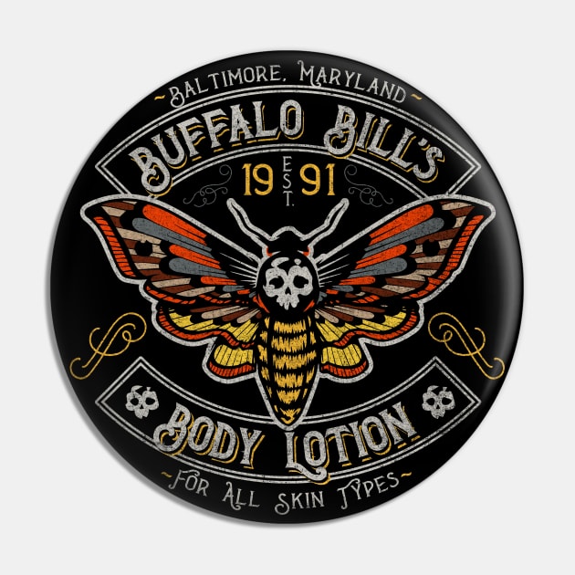 Buffalo Bill's Body Lotion  Biker Pin by Alema Art