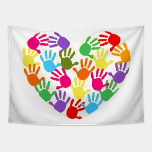 colorful hand prints Tapestry