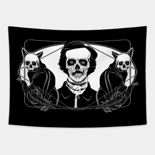 Poe and Skull Cats Tapestry