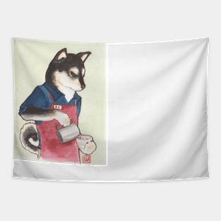 Barista Shiba Tapestry