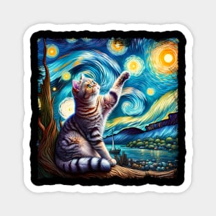 Charming Starry Night Cat Chic Tee Midnight Magic Magnet