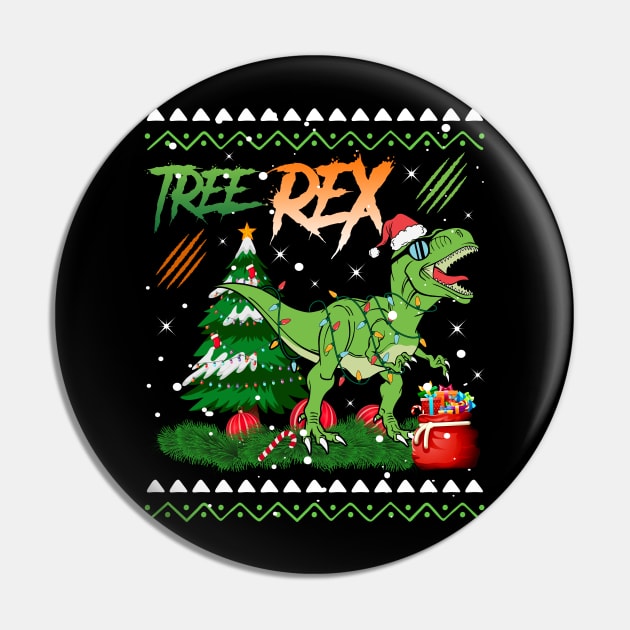 Tree-Rex Santa Saurus Christmas Tree Kids Boys Girls Dinosaur Xmas Ugly Sweater Pin by teespringplus