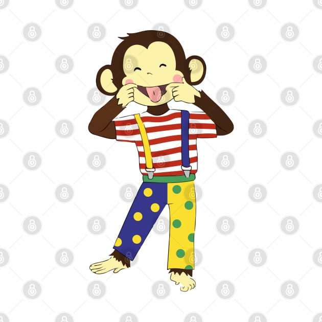 Happy Little Monkey Dressed as a Clown by jonathanptk