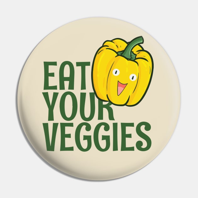 Eat Your Veggies - Yellow Bell Pepper Pin by Jocularity Art