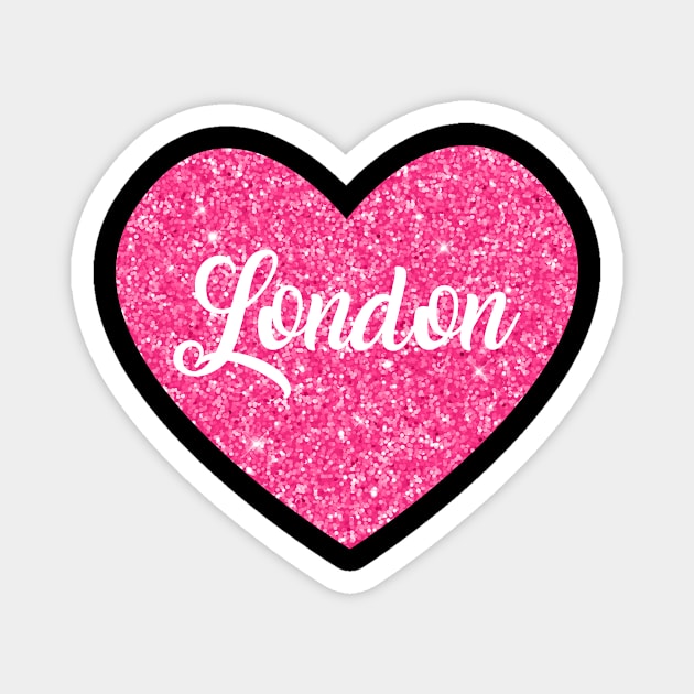 I Love London UK Pink Heart Gift for Women and Girls Magnet by JKFDesigns