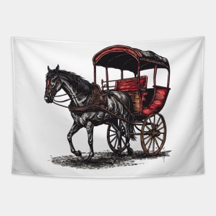 Vintage Amish Buggy Horse Drawn Carriages Buggy Wagon Tapestry