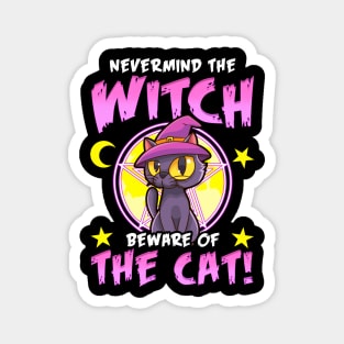 Beware of the Cat! Cute Halloween Black Kitten Gift Magnet