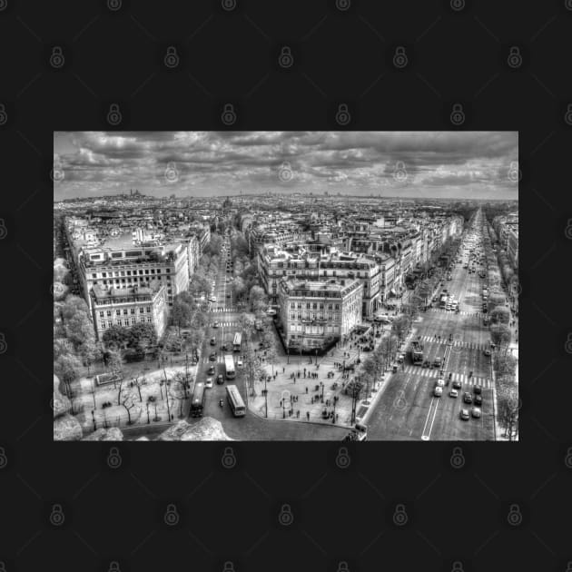 Champs-Élysées from the Arc De Triomphe in Black & White by Michaelm43
