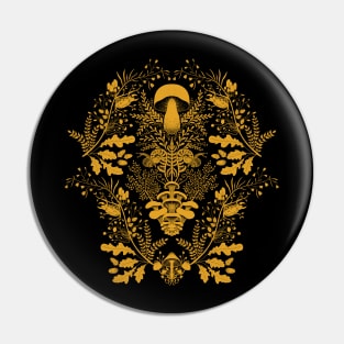 Mushroom forest damask yellow Pin