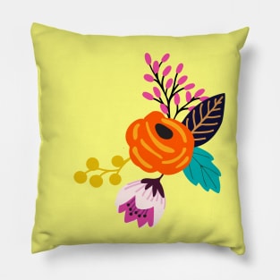 Bright boho hand drawn flowers Pillow