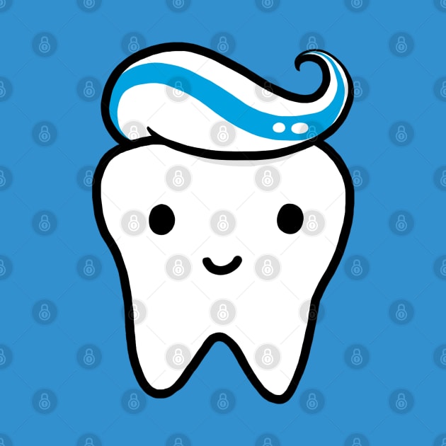 Kawaii Tooth with Toothpaste by Coffee Squirrel