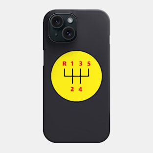 Yellow 5 speed manual shifter logo Phone Case