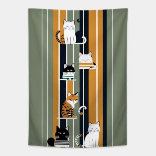 Abstract Striped Whiskers: A Contemporary Feline Fusion Tapestry