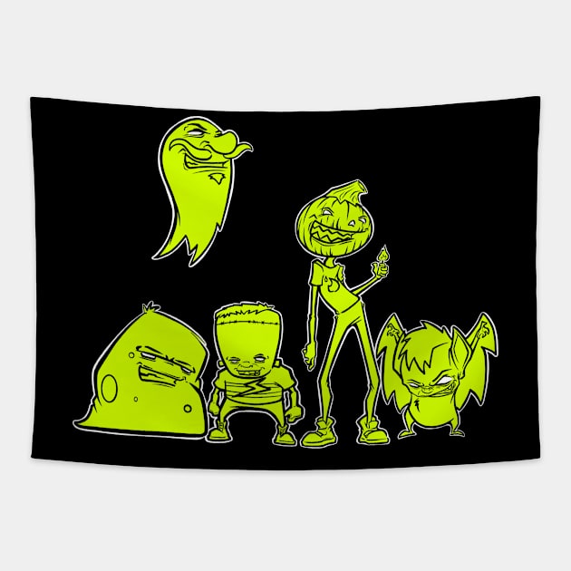 Hollow Dweebs - Colored (Yellow) Tapestry by the lazy raccoon