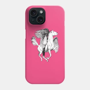 Pegasus Winged White Horse Line Drawing Vintage Style Phone Case