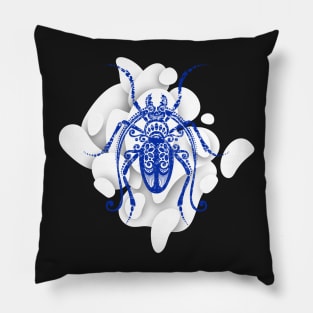 Print with Ornate Exotic Beetle Pillow