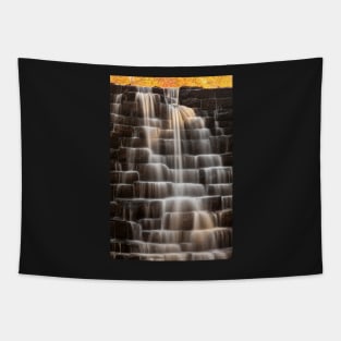 Otter Lake Autumn Waterfalls Tapestry