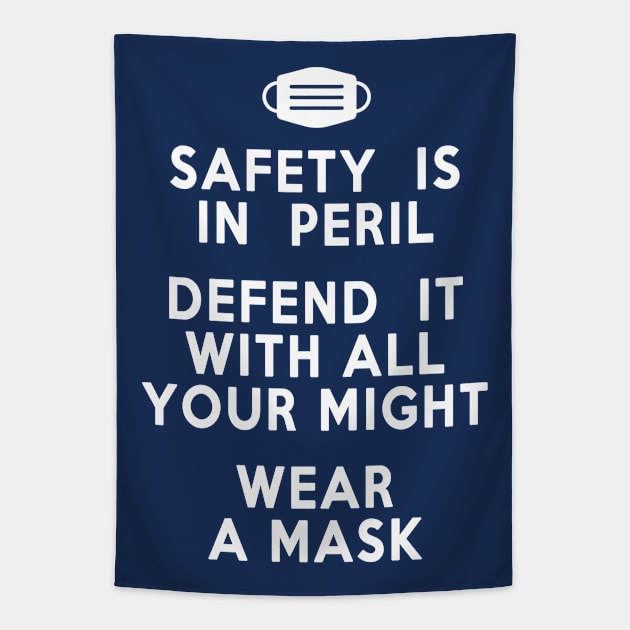 Wear a Mask (blue) Tapestry by haberdasher92