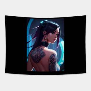 Cyberpunk girl Tapestry