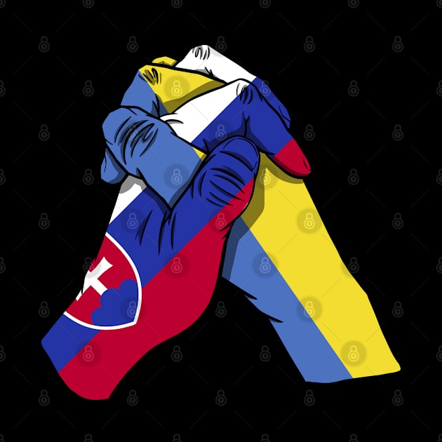 Slovakia and Ukraine Flags Holding Hands Ukraine Slovakia Roots by BramCrye