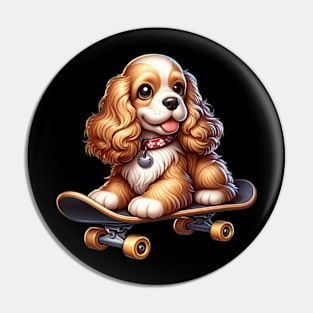 Skateboarding Cocker Spaniel Pin