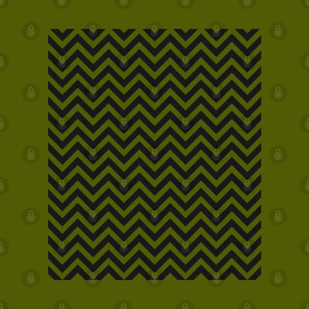 Black and Olive Green Chevron Zig Zag by OneThreeSix