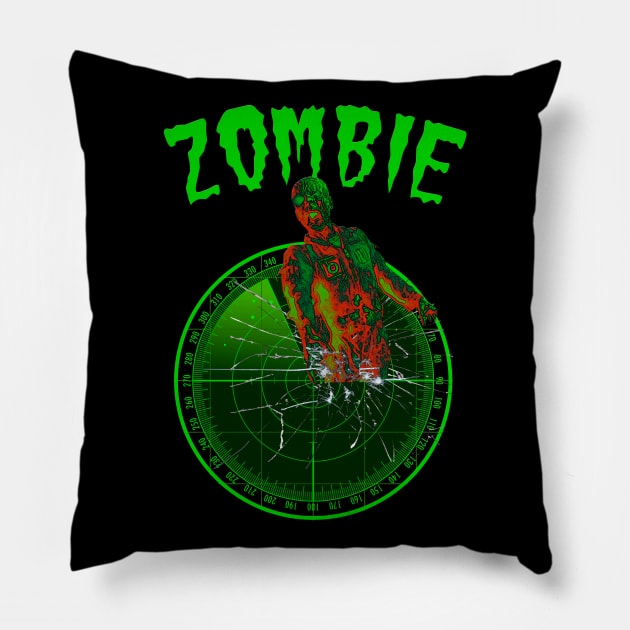 Halloween Air Force: Zombie In The Control Room Pillow by aastal72