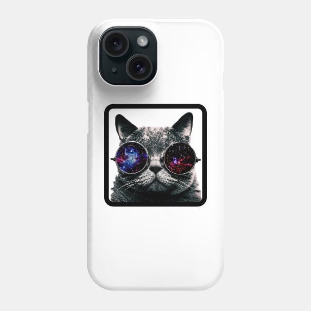 Cat with universe glasses Phone Case by stkUA