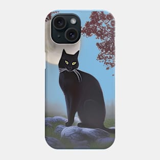 Black Cat and Full Moon Phone Case