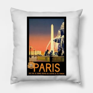 French vintage travel poster Pillow