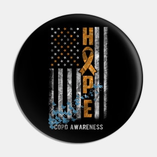 COPD Awareness Hope Flag Blue Butterflies Pin